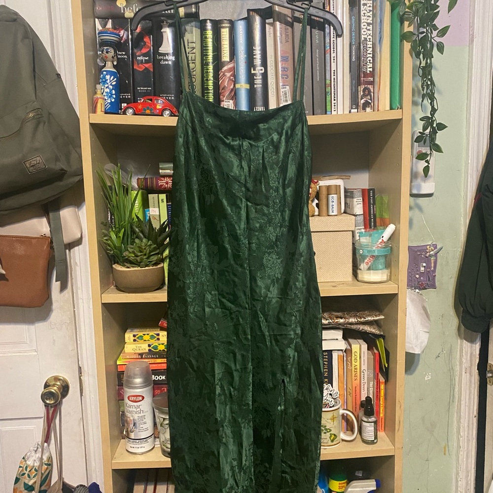 Jacquard Print satin midi dress